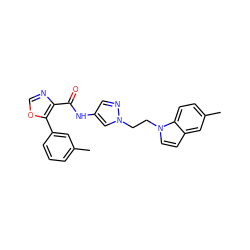 Cc1cccc(-c2ocnc2C(=O)Nc2cnn(CCn3ccc4cc(C)ccc43)c2)c1 ZINC000201548023