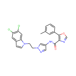 Cc1cccc(-c2ocnc2C(=O)Nc2cnn(CCn3ccc4cc(Cl)c(Cl)cc43)c2)c1 ZINC000201538305