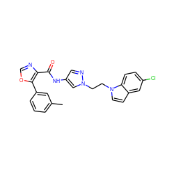 Cc1cccc(-c2ocnc2C(=O)Nc2cnn(CCn3ccc4cc(Cl)ccc43)c2)c1 ZINC000201547770