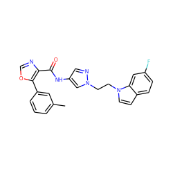 Cc1cccc(-c2ocnc2C(=O)Nc2cnn(CCn3ccc4ccc(F)cc43)c2)c1 ZINC000201538065