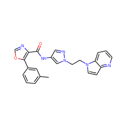 Cc1cccc(-c2ocnc2C(=O)Nc2cnn(CCn3ccc4ncccc43)c2)c1 ZINC000201556129