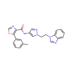 Cc1cccc(-c2ocnc2C(=O)Nc2cnn(CCn3cnc4ccccc43)c2)c1 ZINC000201533116