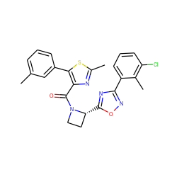 Cc1cccc(-c2sc(C)nc2C(=O)N2CC[C@H]2c2nc(-c3cccc(Cl)c3C)no2)c1 ZINC001772610223