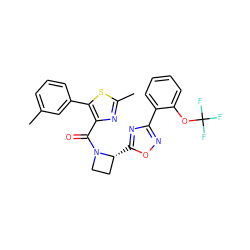 Cc1cccc(-c2sc(C)nc2C(=O)N2CC[C@H]2c2nc(-c3ccccc3OC(F)(F)F)no2)c1 ZINC001772579775