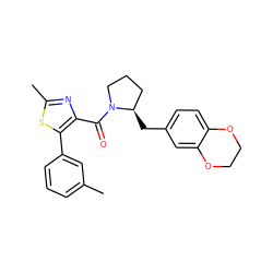 Cc1cccc(-c2sc(C)nc2C(=O)N2CCC[C@H]2Cc2ccc3c(c2)OCCO3)c1 ZINC000653811037