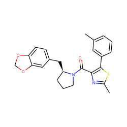 Cc1cccc(-c2sc(C)nc2C(=O)N2CCC[C@H]2Cc2ccc3c(c2)OCO3)c1 ZINC000653786116