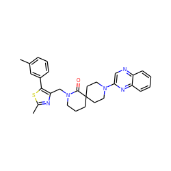 Cc1cccc(-c2sc(C)nc2CN2CCCC3(CCN(c4cnc5ccccc5n4)CC3)C2=O)c1 ZINC000096173106