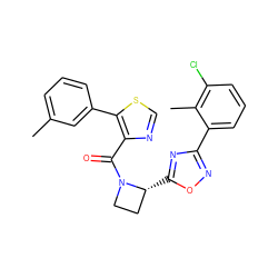 Cc1cccc(-c2scnc2C(=O)N2CC[C@H]2c2nc(-c3cccc(Cl)c3C)no2)c1 ZINC000218063094