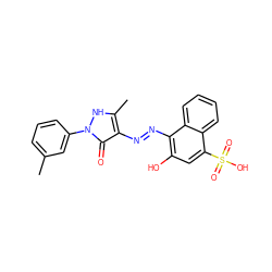 Cc1cccc(-n2[nH]c(C)c(/N=N/c3c(O)cc(S(=O)(=O)O)c4ccccc34)c2=O)c1 ZINC000169330535