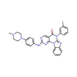 Cc1cccc(-n2c(=O)c3cnc(Nc4ccc(N5CCN(C)CC5)cc4)nc3n3c4ccccc4nc23)c1 ZINC000053214588