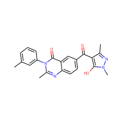 Cc1cccc(-n2c(C)nc3ccc(C(=O)c4c(C)nn(C)c4O)cc3c2=O)c1 ZINC000299836275