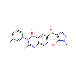 Cc1cccc(-n2c(C)nc3ccc(C(=O)c4cnn(C)c4O)cc3c2=O)c1 ZINC000299831640