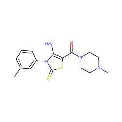 Cc1cccc(-n2c(N)c(C(=O)N3CCN(C)CC3)sc2=S)c1 ZINC000024204390