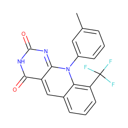 Cc1cccc(-n2c3nc(=O)[nH]c(=O)c-3cc3cccc(C(F)(F)F)c32)c1 ZINC000096286448