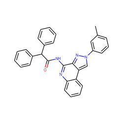 Cc1cccc(-n2cc3c(n2)c(NC(=O)C(c2ccccc2)c2ccccc2)nc2ccccc23)c1 ZINC000028710903