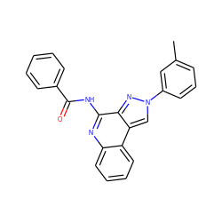 Cc1cccc(-n2cc3c(n2)c(NC(=O)c2ccccc2)nc2ccccc23)c1 ZINC000028710896