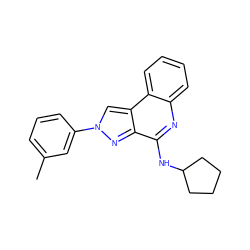 Cc1cccc(-n2cc3c(n2)c(NC2CCCC2)nc2ccccc23)c1 ZINC000013672205