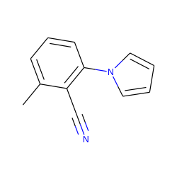 Cc1cccc(-n2cccc2)c1C#N ZINC000004054815