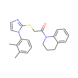 Cc1cccc(-n2ccnc2SCC(=O)N2CCCc3ccccc32)c1C ZINC000002723047