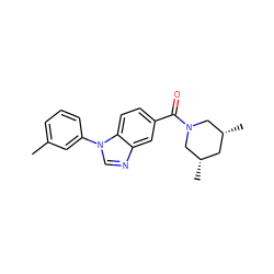 Cc1cccc(-n2cnc3cc(C(=O)N4C[C@@H](C)C[C@@H](C)C4)ccc32)c1 ZINC000103226008