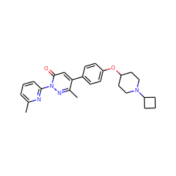 Cc1cccc(-n2nc(C)c(-c3ccc(OC4CCN(C5CCC5)CC4)cc3)cc2=O)n1 ZINC000082150430