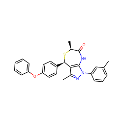 Cc1cccc(-n2nc(C)c3c2NC(=O)[C@H](C)S[C@@H]3c2ccc(Oc3ccccc3)cc2)c1 ZINC000084705762