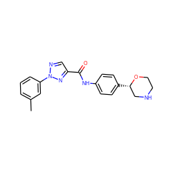 Cc1cccc(-n2ncc(C(=O)Nc3ccc([C@H]4CNCCO4)cc3)n2)c1 ZINC000147006030