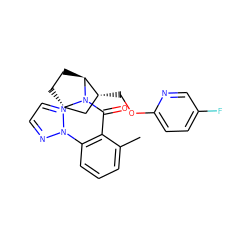 Cc1cccc(-n2nccn2)c1C(=O)N1[C@H]2CC[C@H]1[C@H](COc1ccc(F)cn1)C2 ZINC000226073568