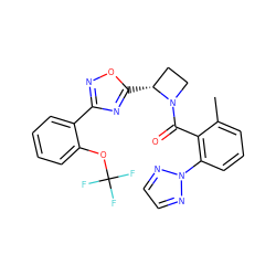 Cc1cccc(-n2nccn2)c1C(=O)N1CC[C@H]1c1nc(-c2ccccc2OC(F)(F)F)no1 ZINC001772636201