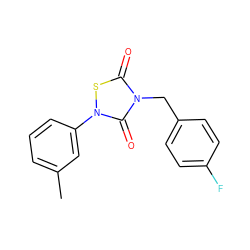 Cc1cccc(-n2sc(=O)n(Cc3ccc(F)cc3)c2=O)c1 ZINC000084652759