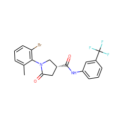 Cc1cccc(Br)c1N1C[C@H](C(=O)Nc2cccc(C(F)(F)F)c2)CC1=O ZINC000205767014