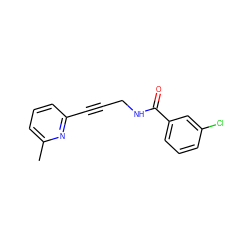 Cc1cccc(C#CCNC(=O)c2cccc(Cl)c2)n1 ZINC000038147832