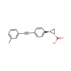 Cc1cccc(C#Cc2ccc([C@H]3C[C@@H]3C(=O)O)cc2)c1 ZINC000095595801