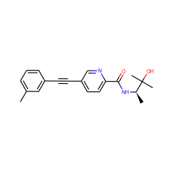 Cc1cccc(C#Cc2ccc(C(=O)N[C@H](C)C(C)(C)O)nc2)c1 ZINC000096933588