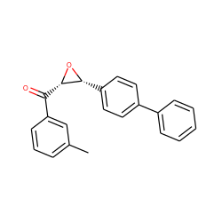 Cc1cccc(C(=O)[C@@H]2O[C@@H]2c2ccc(-c3ccccc3)cc2)c1 ZINC000169705242