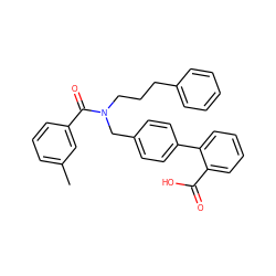 Cc1cccc(C(=O)N(CCCc2ccccc2)Cc2ccc(-c3ccccc3C(=O)O)cc2)c1 ZINC000114434041