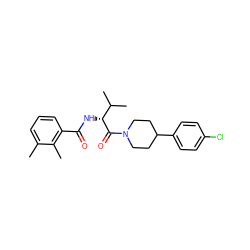 Cc1cccc(C(=O)N[C@@H](C(=O)N2CCC(c3ccc(Cl)cc3)CC2)C(C)C)c1C ZINC000095571750