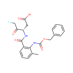 Cc1cccc(C(=O)N[C@@H](CC(=O)O)C(=O)CF)c1NC(=O)OCc1ccccc1 ZINC000028825305