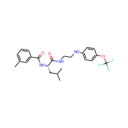 Cc1cccc(C(=O)N[C@@H](CC(C)C)C(=O)NCCNc2ccc(OC(F)(F)F)cc2)c1 ZINC000014971465