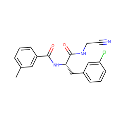 Cc1cccc(C(=O)N[C@@H](Cc2cccc(Cl)c2)C(=O)NCC#N)c1 ZINC000043079125