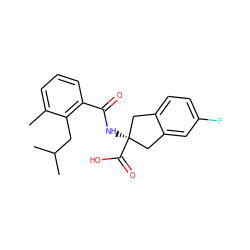 Cc1cccc(C(=O)N[C@]2(C(=O)O)Cc3ccc(F)cc3C2)c1CC(C)C ZINC000043202054