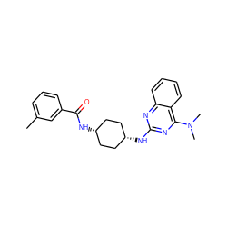 Cc1cccc(C(=O)N[C@H]2CC[C@@H](Nc3nc(N(C)C)c4ccccc4n3)CC2)c1 ZINC000253837794