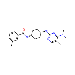 Cc1cccc(C(=O)N[C@H]2CC[C@@H](Nc3ncc(C)c(N(C)C)n3)CC2)c1 ZINC000253672940