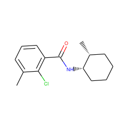 Cc1cccc(C(=O)N[C@H]2CCCC[C@H]2C)c1Cl ZINC000114424698