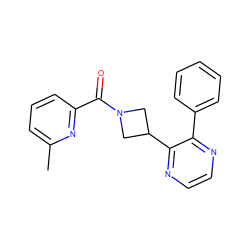 Cc1cccc(C(=O)N2CC(c3nccnc3-c3ccccc3)C2)n1 ZINC000140185227