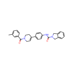 Cc1cccc(C(=O)N2CC=C(c3ccc(NC(=O)N4Cc5ccccc5C4)cc3)CC2)c1 ZINC000167418444