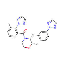 Cc1cccc(C(=O)N2CCO[C@@H](C)[C@H]2Cc2cccc(-n3nccn3)c2)c1-n1nccn1 ZINC001772653147