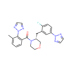 Cc1cccc(C(=O)N2CCOC[C@H]2Cc2cc(-n3nccn3)ccc2F)c1-n1nccn1 ZINC001772580160