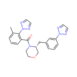 Cc1cccc(C(=O)N2CCOC[C@H]2Cc2cccc(-n3nccn3)c2)c1-n1nccn1 ZINC000205633060