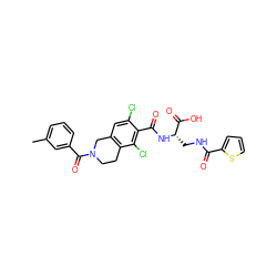 Cc1cccc(C(=O)N2CCc3c(cc(Cl)c(C(=O)N[C@@H](CNC(=O)c4cccs4)C(=O)O)c3Cl)C2)c1 ZINC000058583422